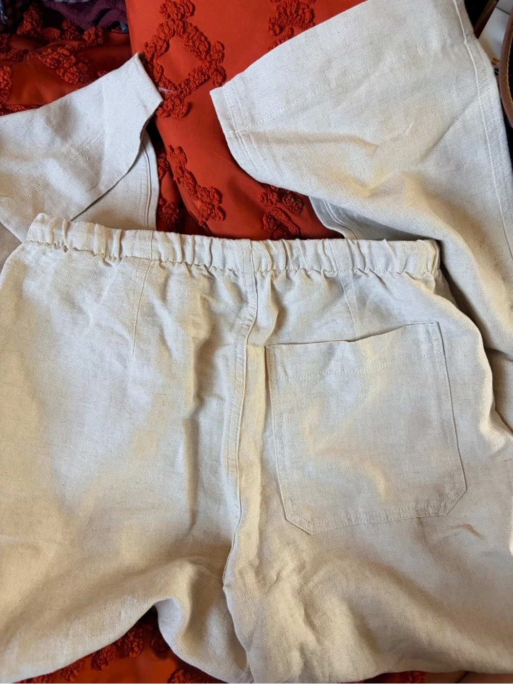 Banana Republic Men's Linen-Blend Drawstring Pants in Light Beige